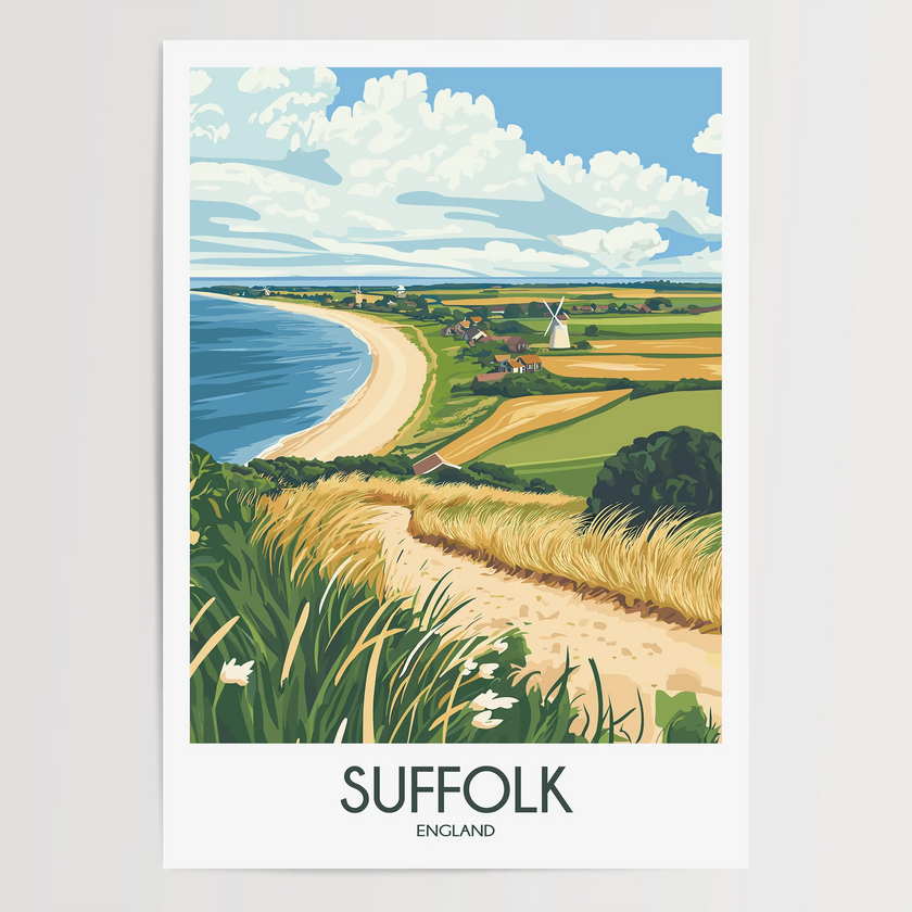 Suffolk Retro Travel Illustration