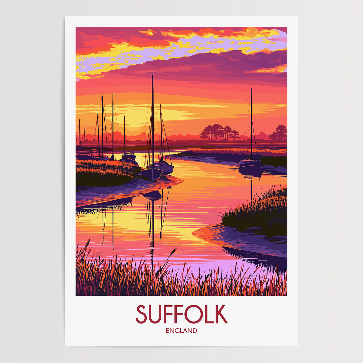Suffolk Retro Travel Illustration