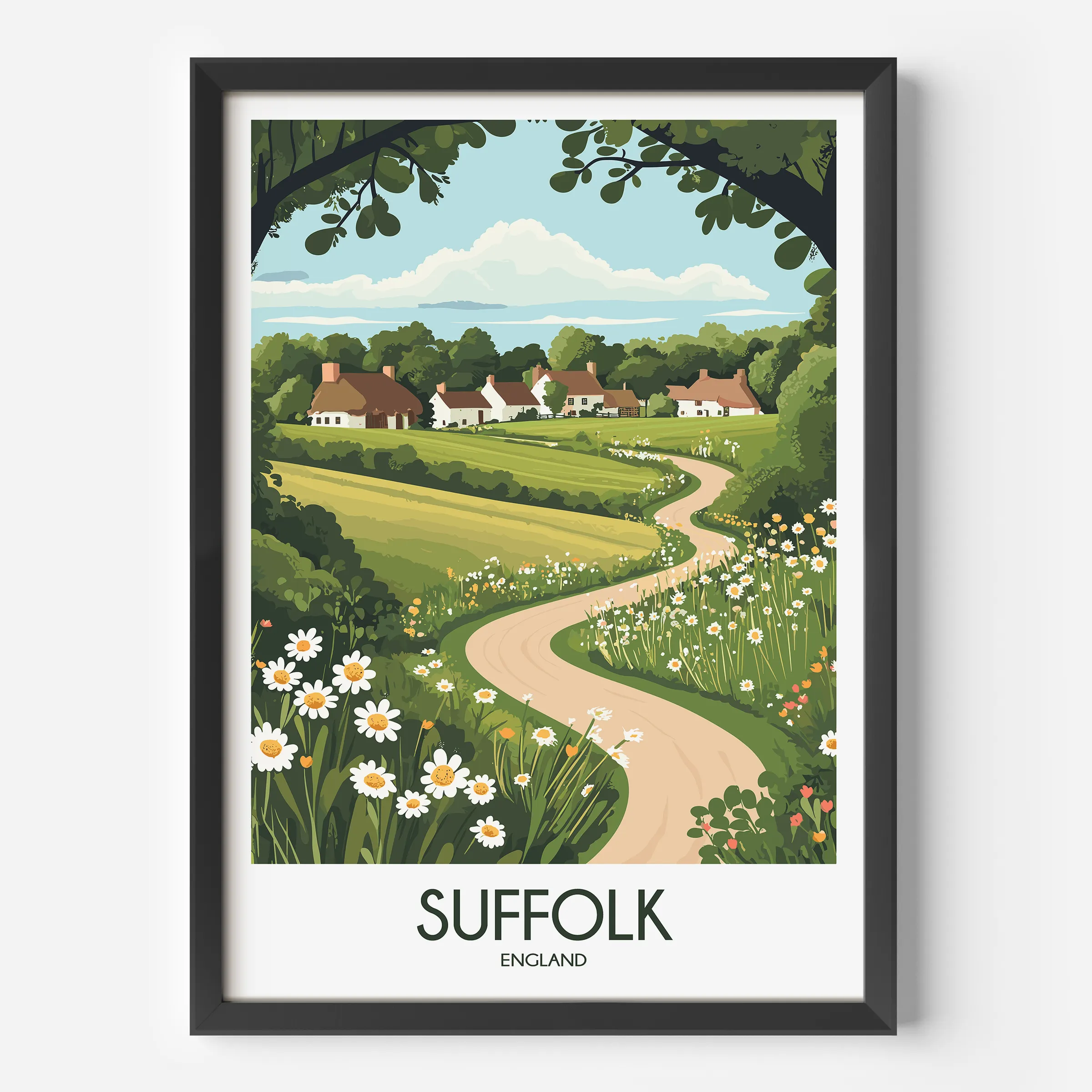 Suffolk Retro Travel Illustration