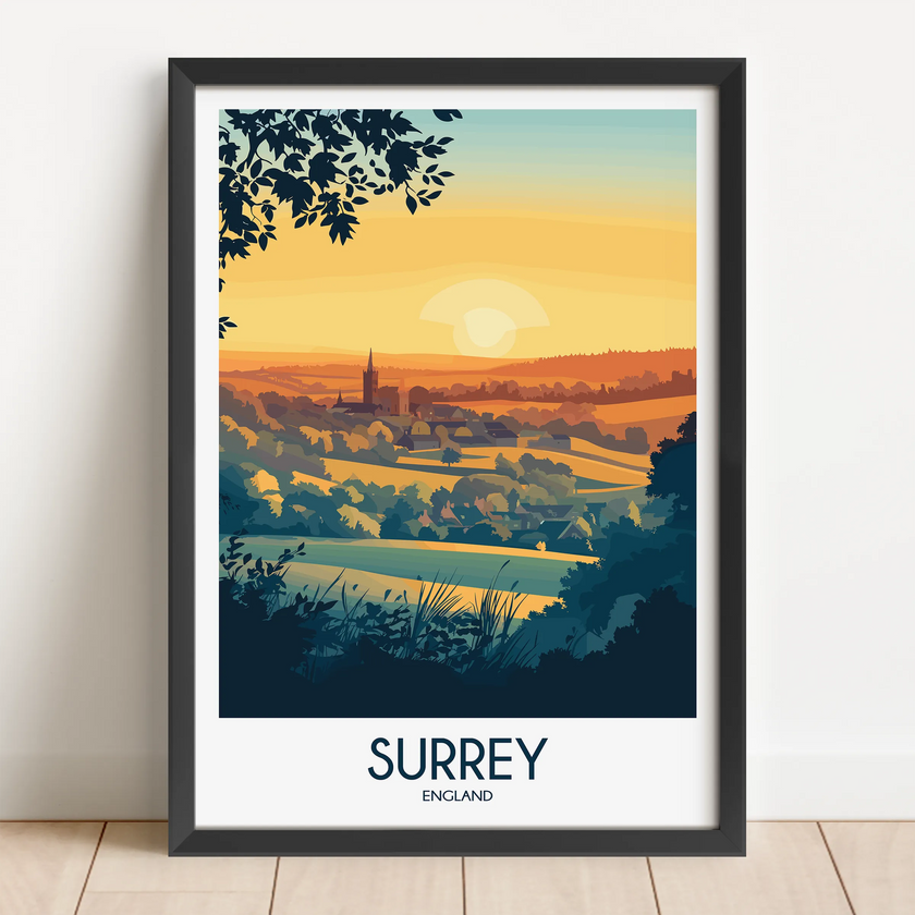 Surrey Retro Travel Illustration