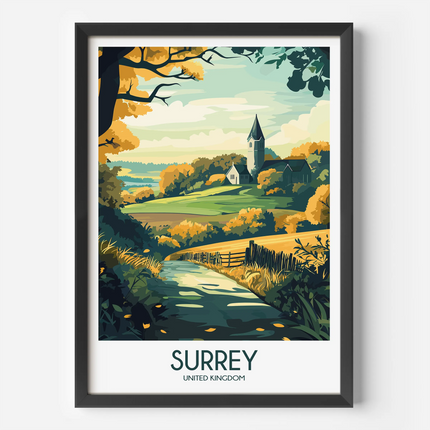Surrey Retro Travel Illustration