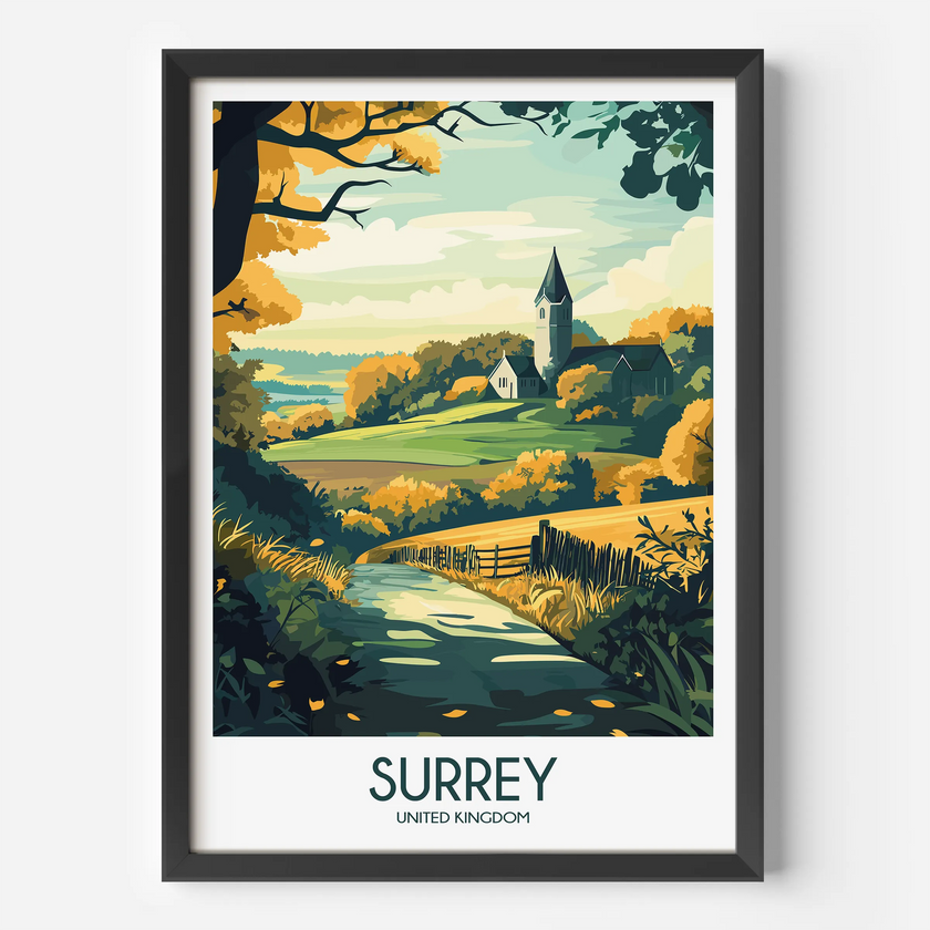 Surrey Retro Travel Illustration