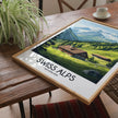 Swiss Alps Retro Travel Illustration