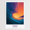 Tahiti Retro Travel Illustration