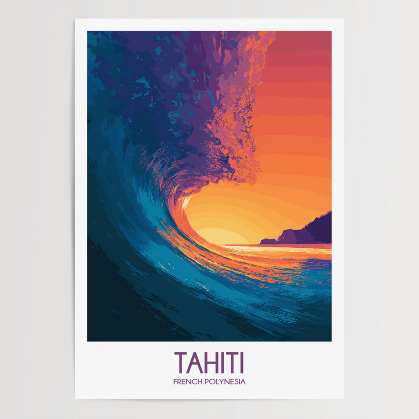 Tahiti Retro Travel Illustration