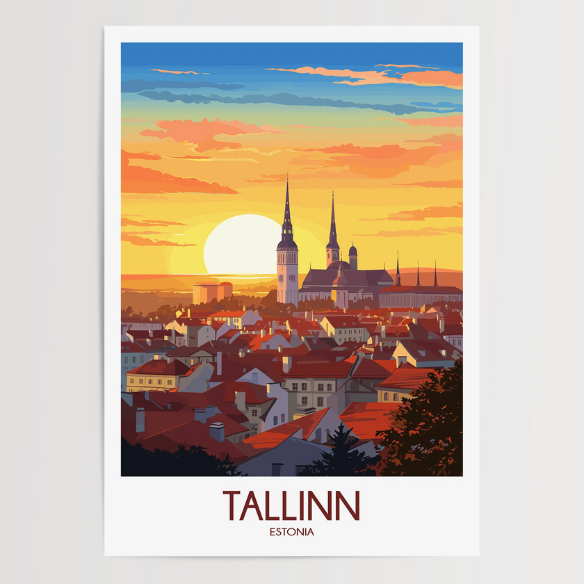 Tallinn Retro Travel Illustration