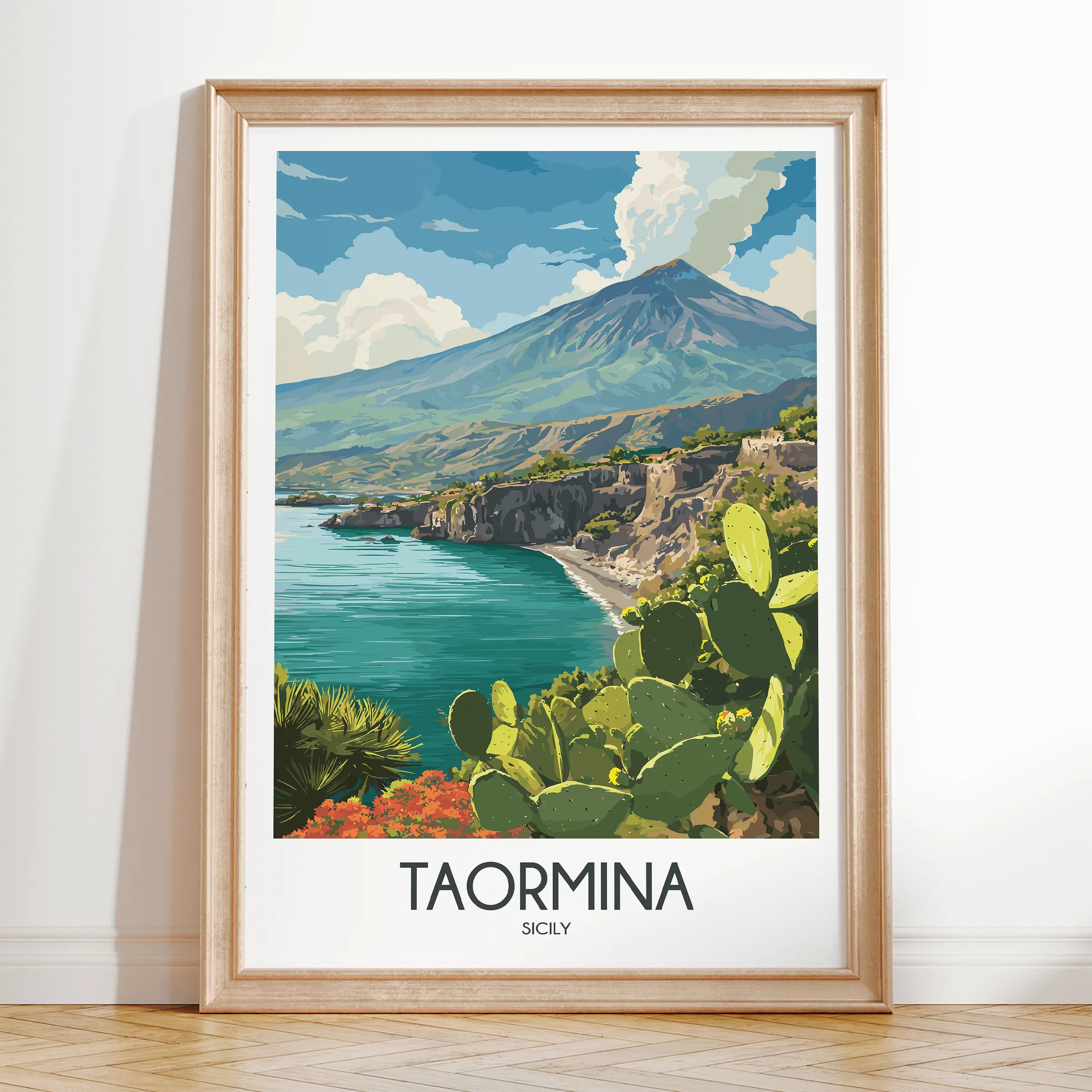 Taormina Retro Travel Illustration