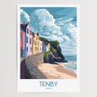 Tenby Retro Travel Illustration