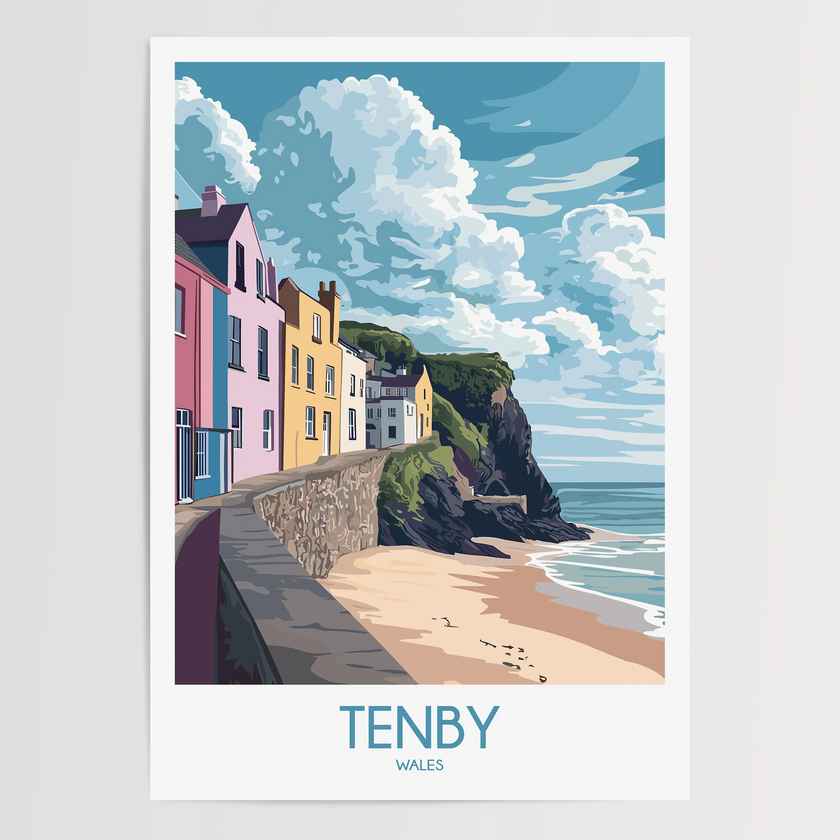 Tenby Retro Travel Illustration