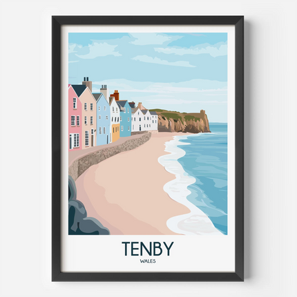 Tenby Retro Travel Illustration