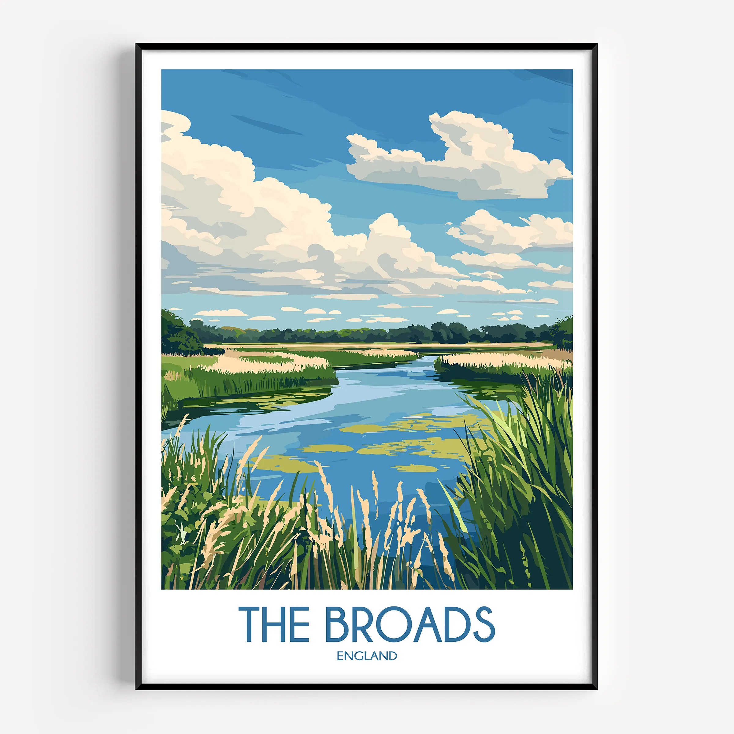 The Broads Retro Travel Illustration