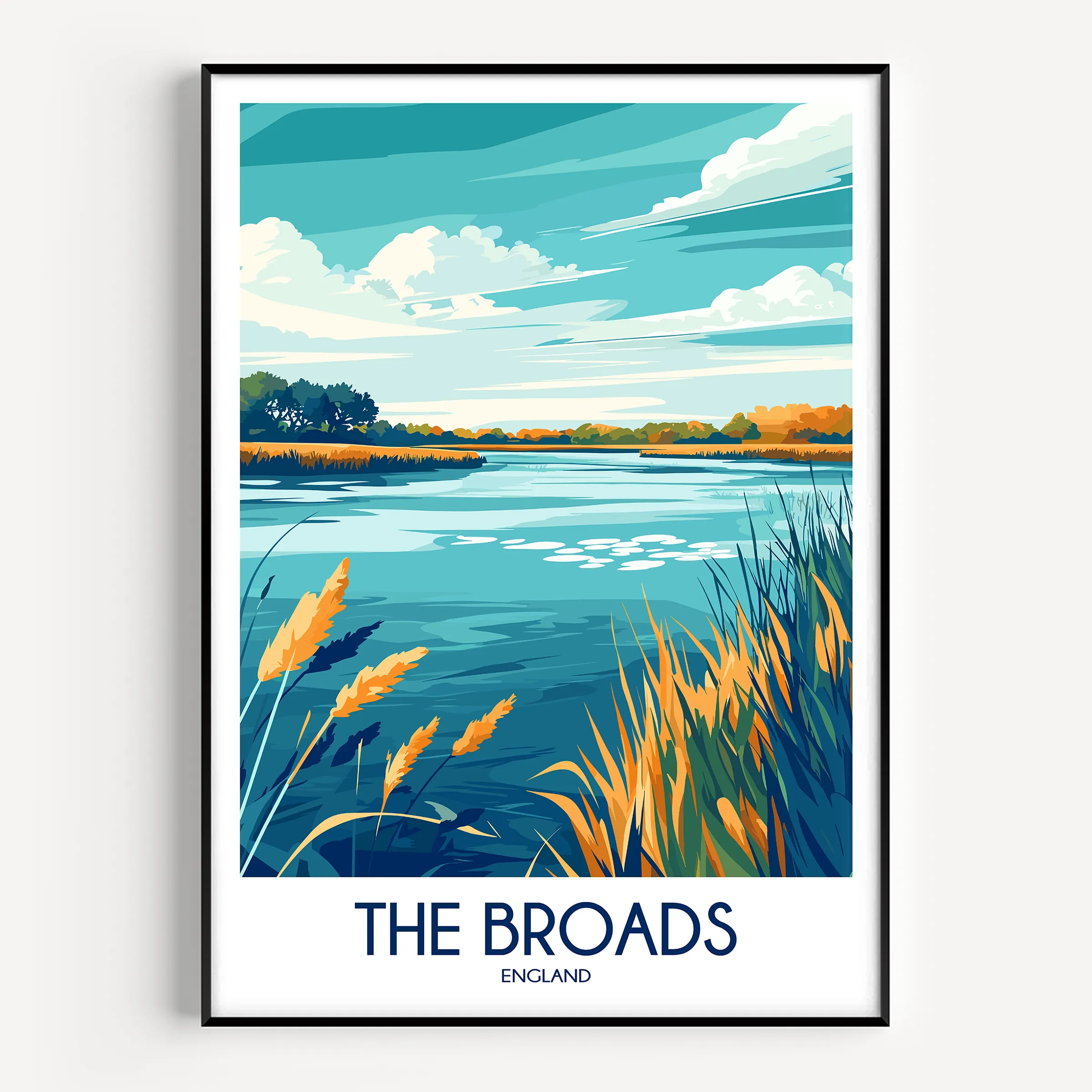 The Broads Retro Travel Illustration