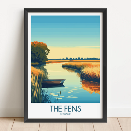 The Fens Retro Travel Illustration