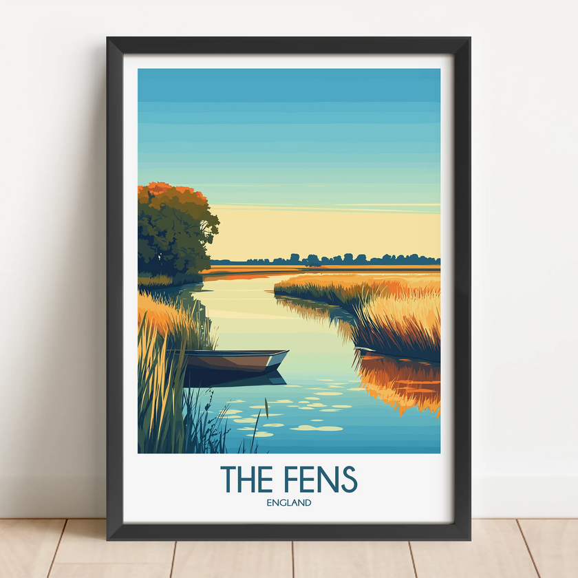 The Fens Retro Travel Illustration