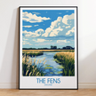The Fens Retro Travel Illustration