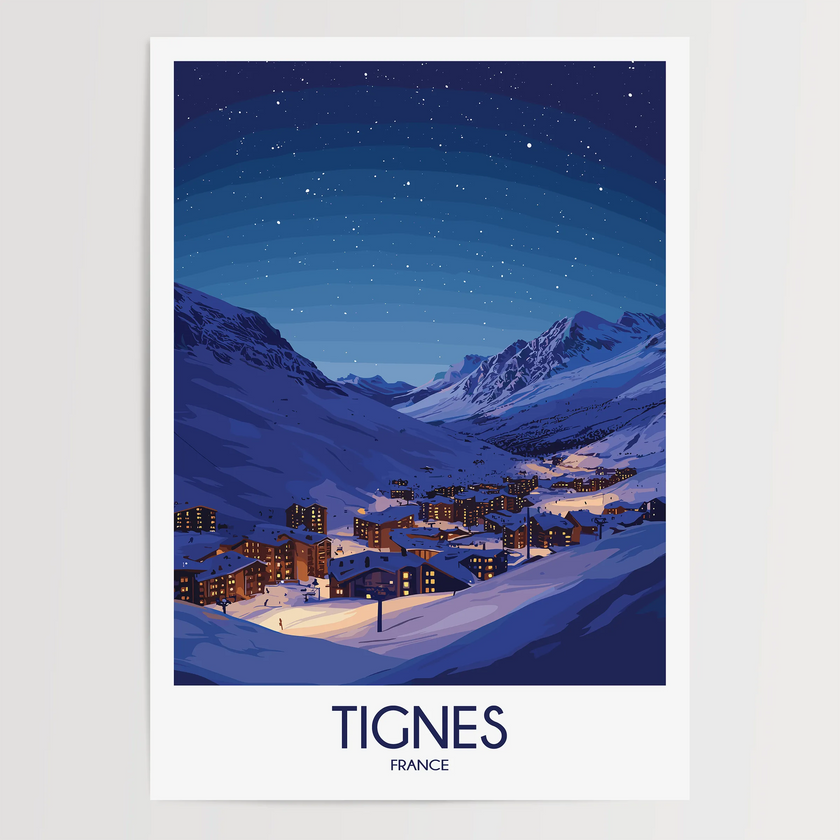 Tignes Retro Travel Illustration