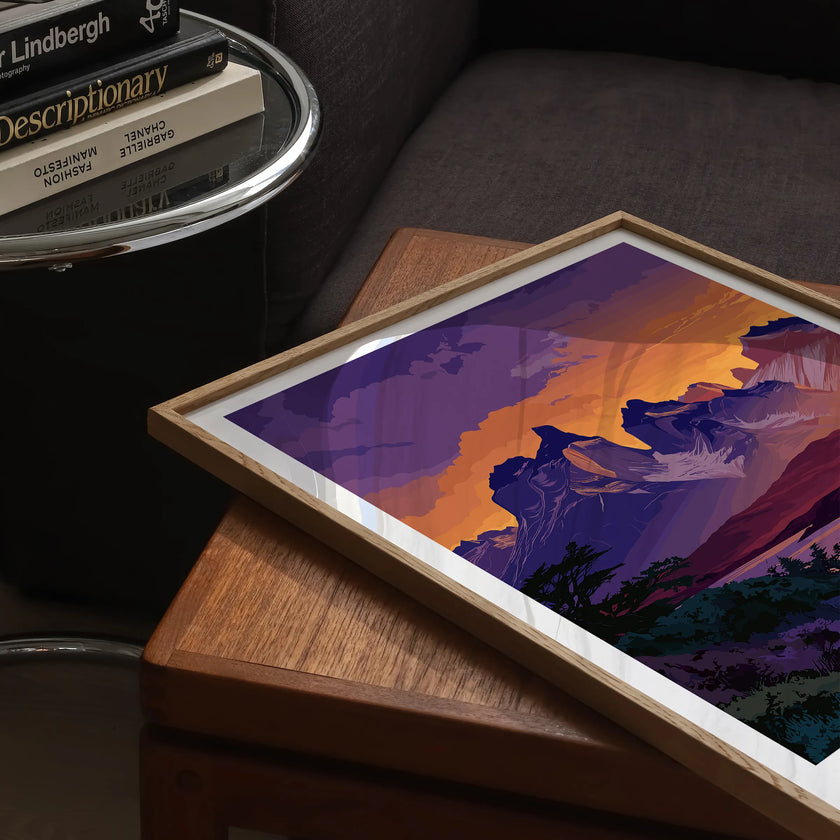 Torres Del Paine Retro Travel Illustration