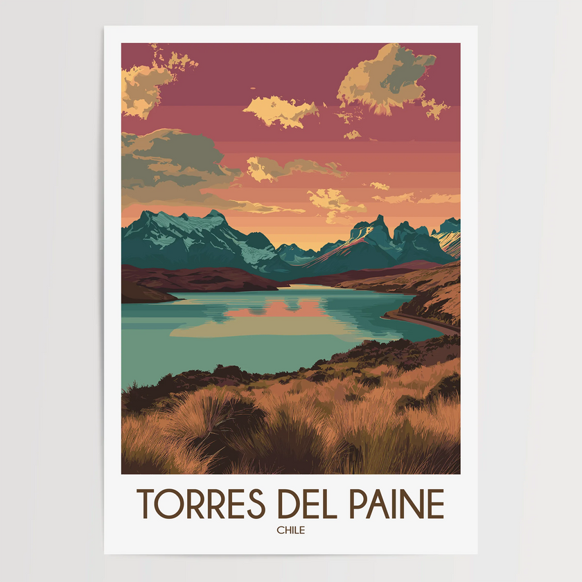 Torres Del Paine Vintage Style Print