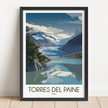 Torres Del Paine Vintage Style Print