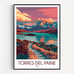 Torres Del Paine Vintage Style Print