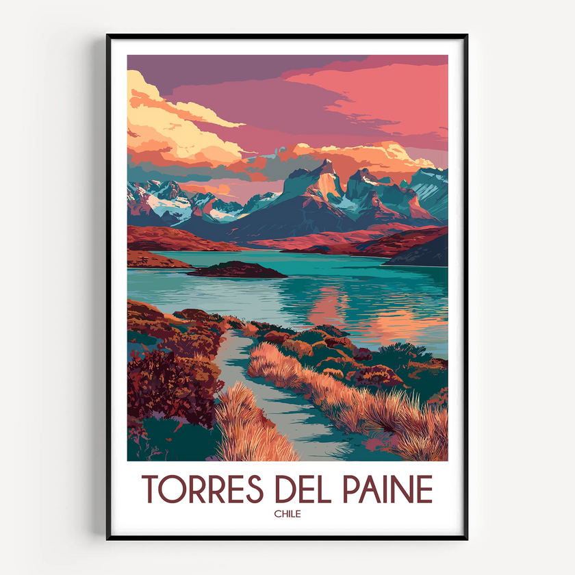 Torres Del Paine Vintage Style Print