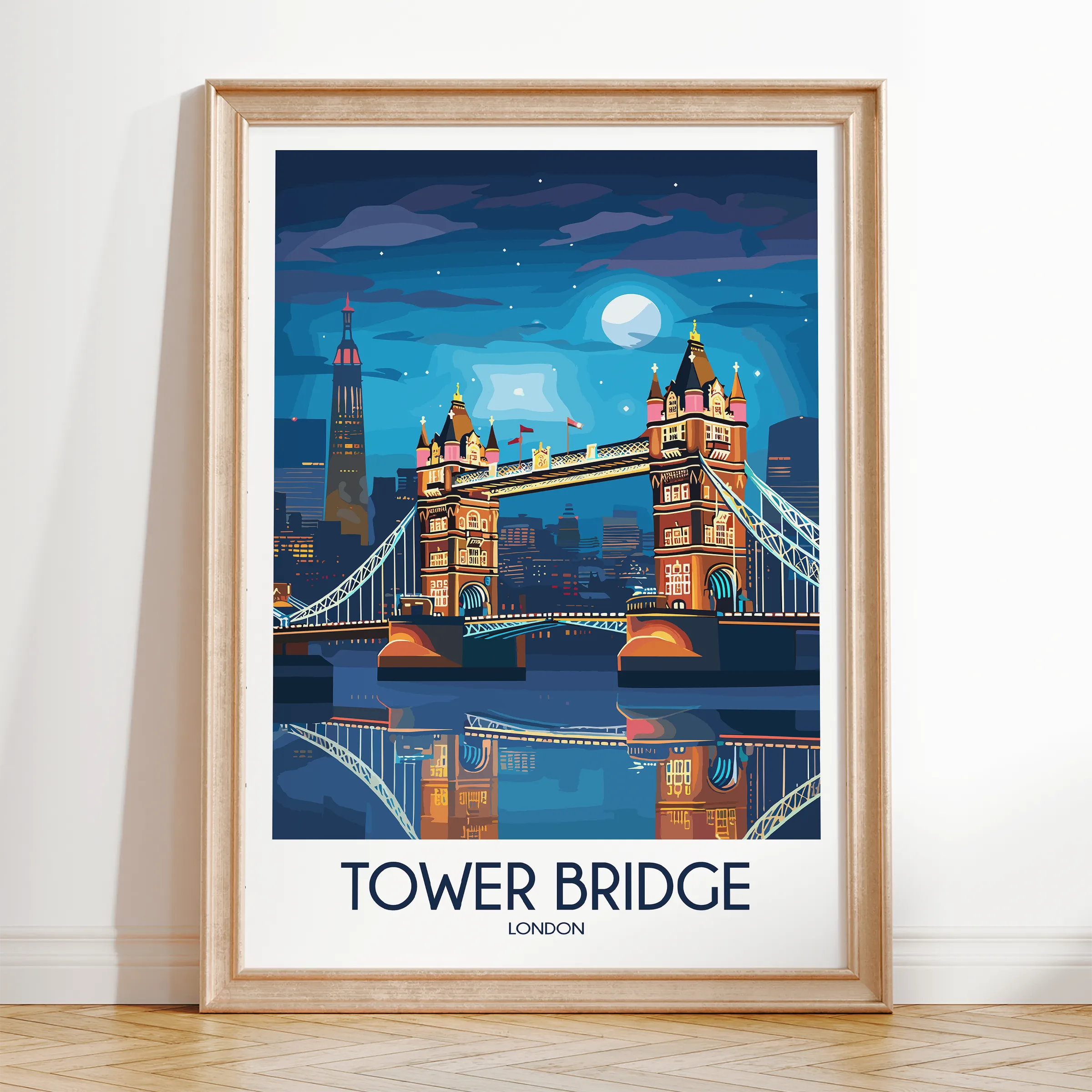 Tower Bridge Retro Travel Illustration