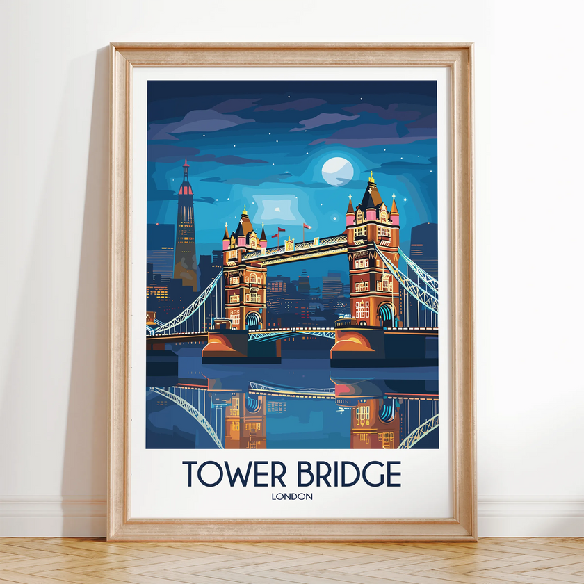 Tower Bridge Retro Travel Illustration