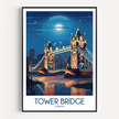 Tower Bridge Retro Travel Illustration
