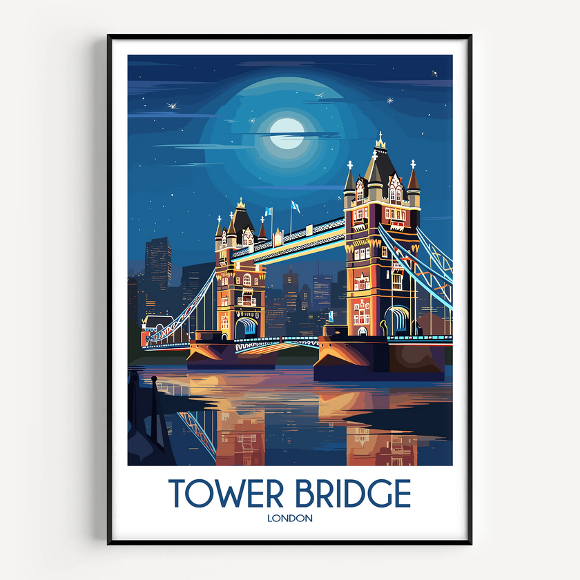 Tower Bridge Retro Travel Illustration