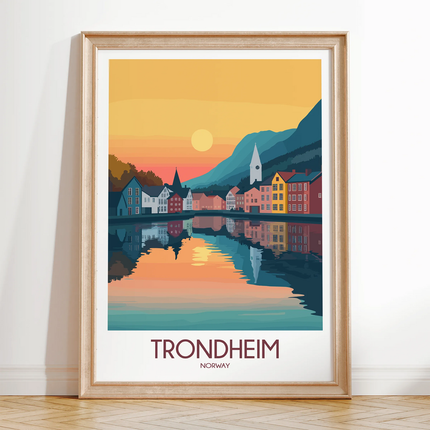 Trondheim Retro Travel Illustration