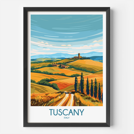 Tuscany Retro Travel Illustration