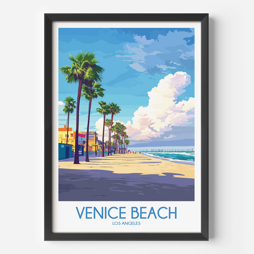 Venice Beach Retro Travel Illustration