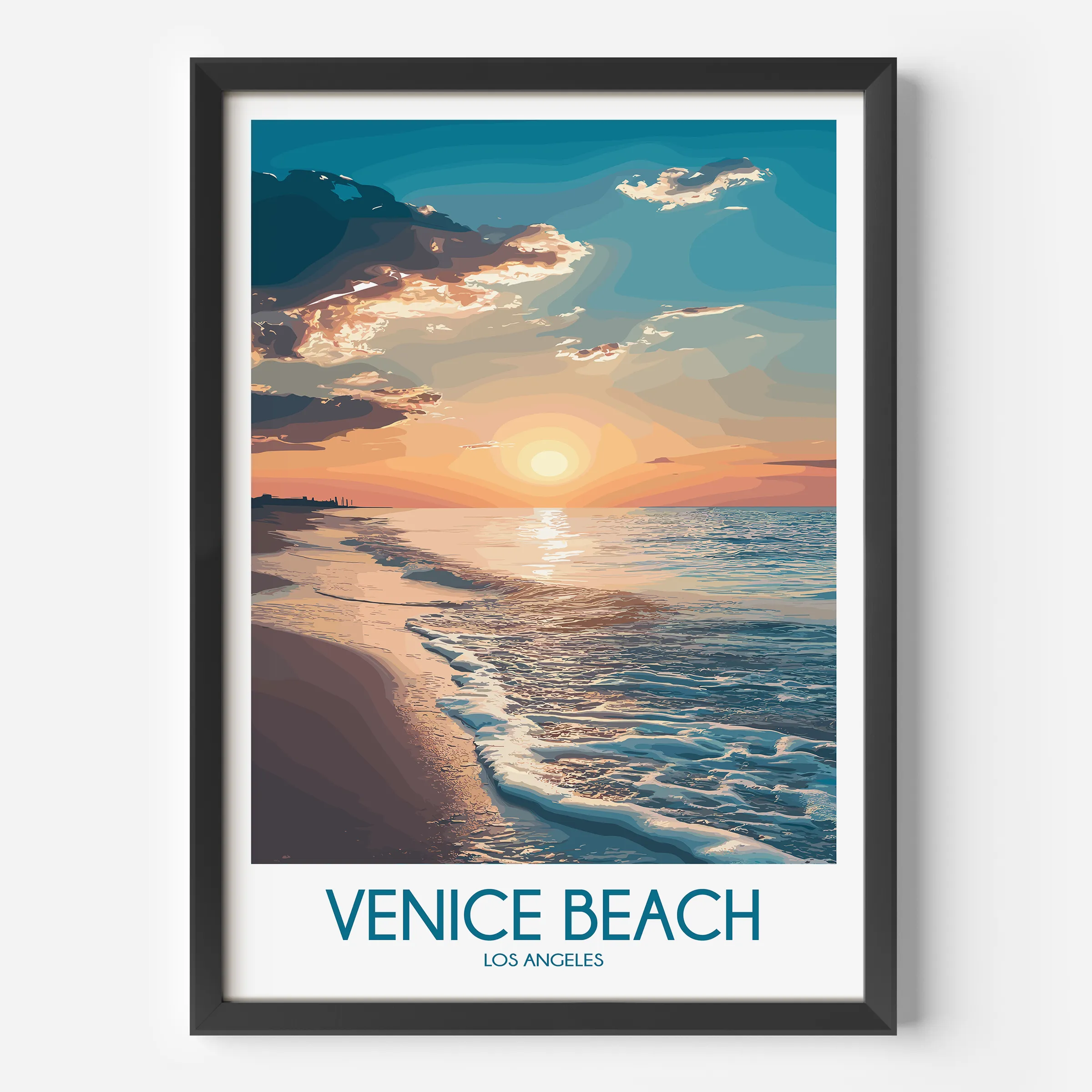 Venice Beach Retro Travel Illustration
