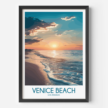 Venice Beach Retro Travel Illustration