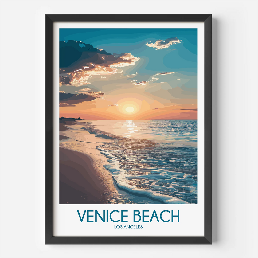 Venice Beach Retro Travel Illustration