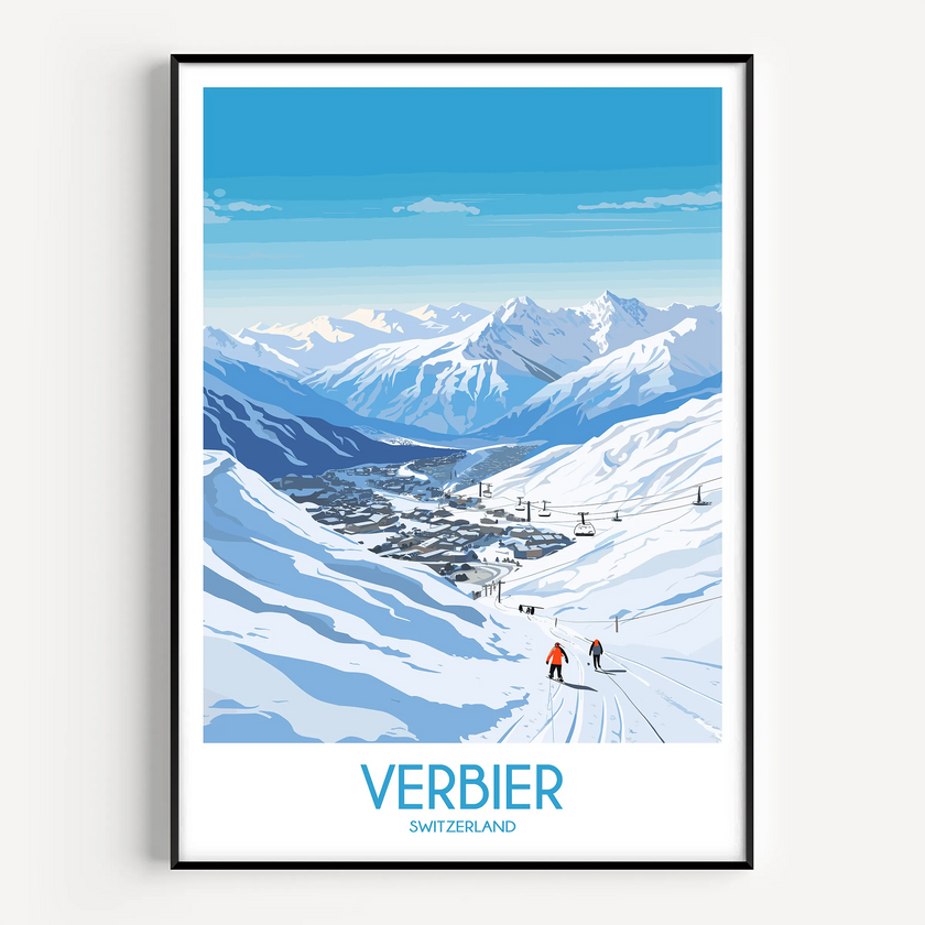 Verbier Retro Travel Illustration