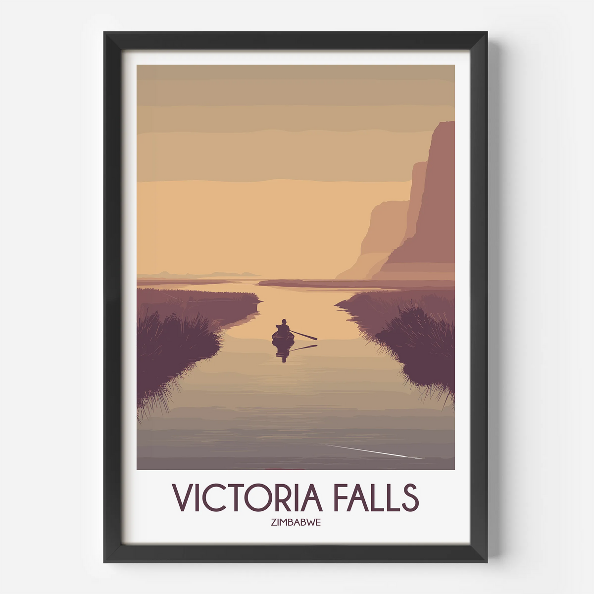 Victoria Falls Retro Travel Illustration
