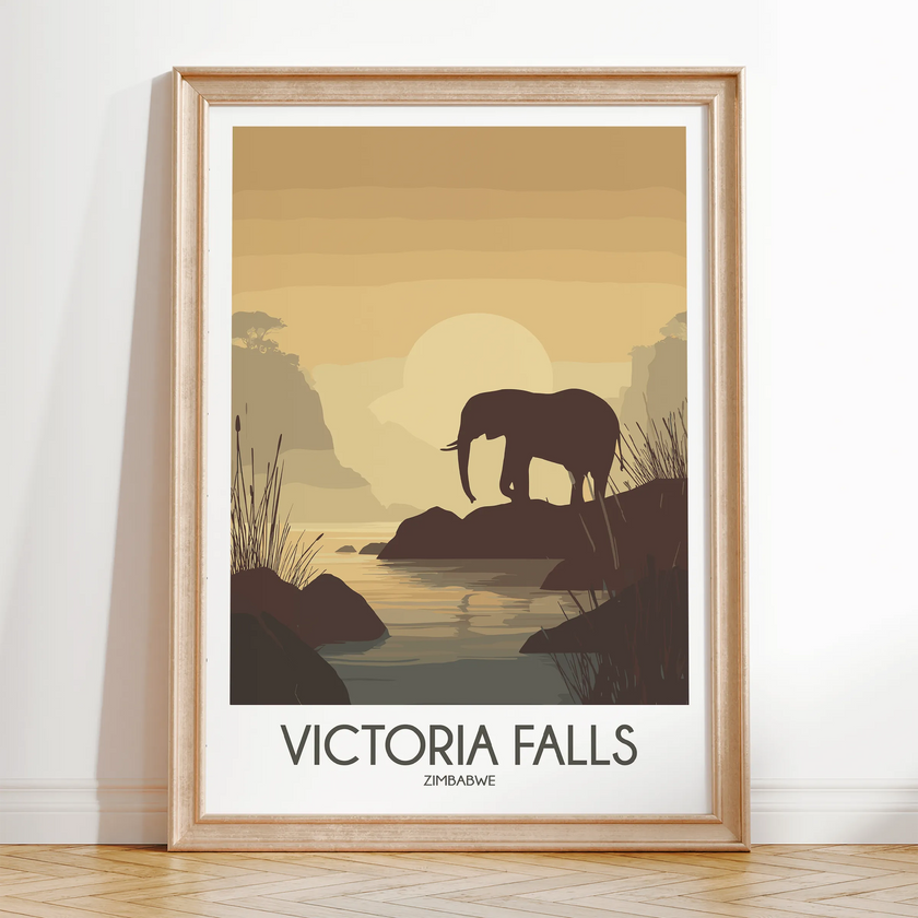 Victoria Falls Vintage Style Print