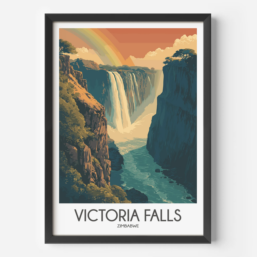 Victoria Falls Vintage Style Print