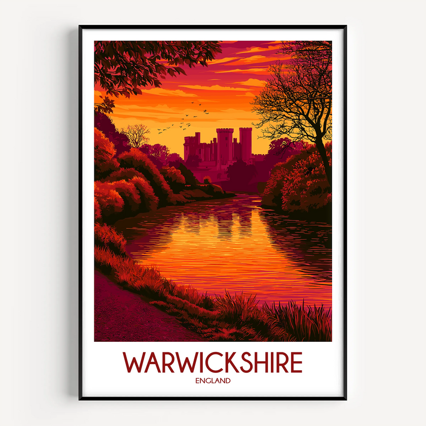 Warwickshire Modern Travel Poster