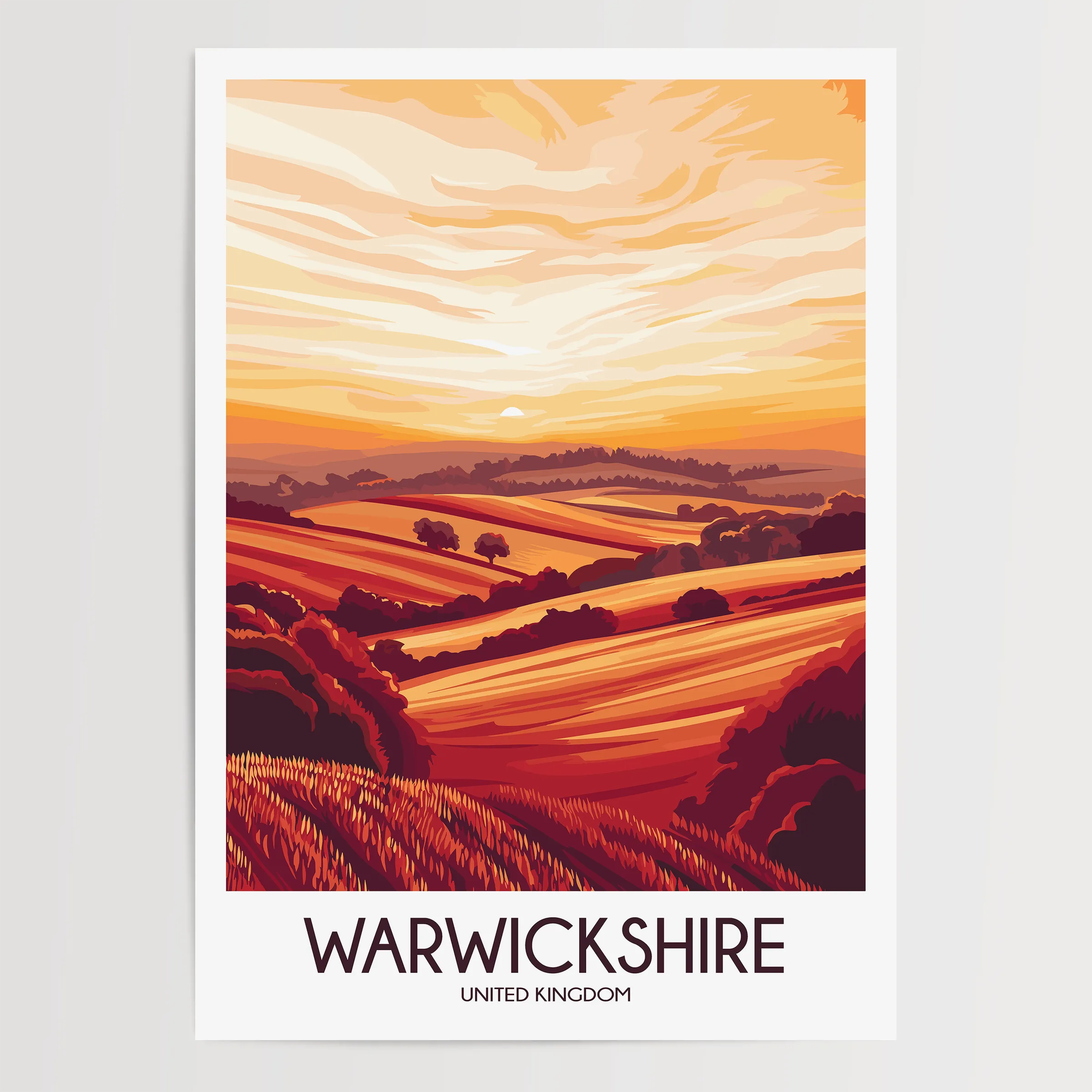 Warwickshire Retro Travel Illustration