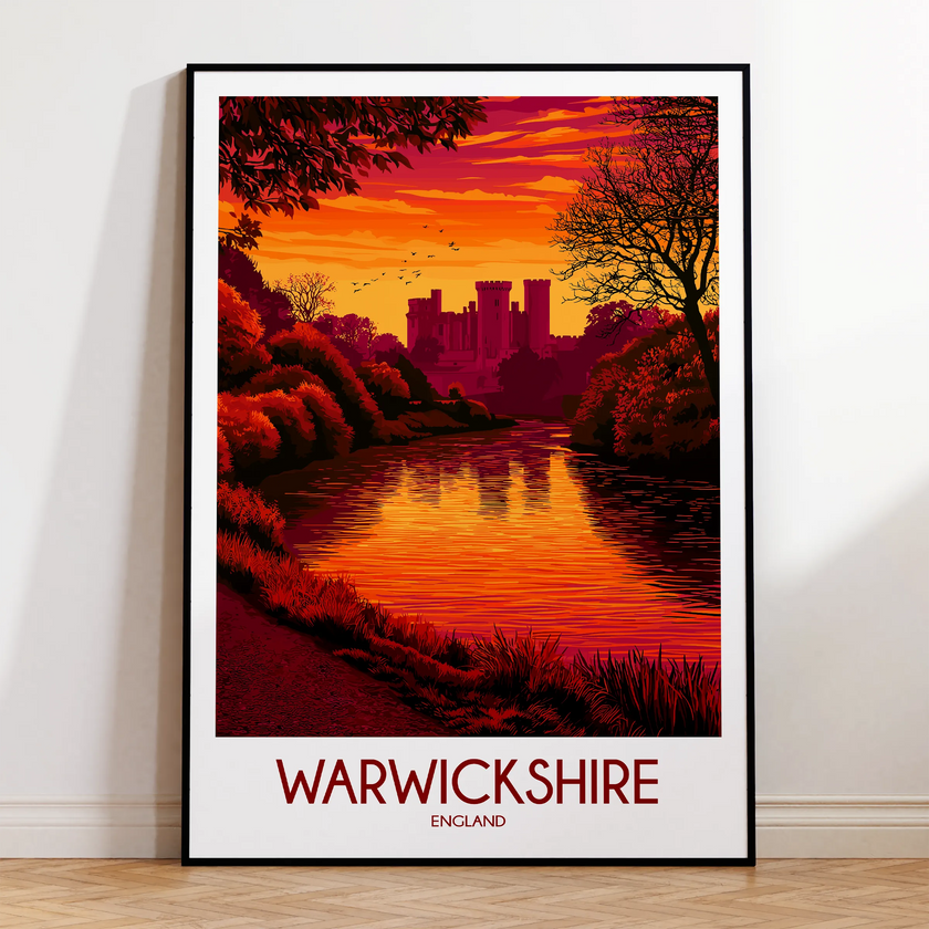 Warwickshire Retro Travel Illustration