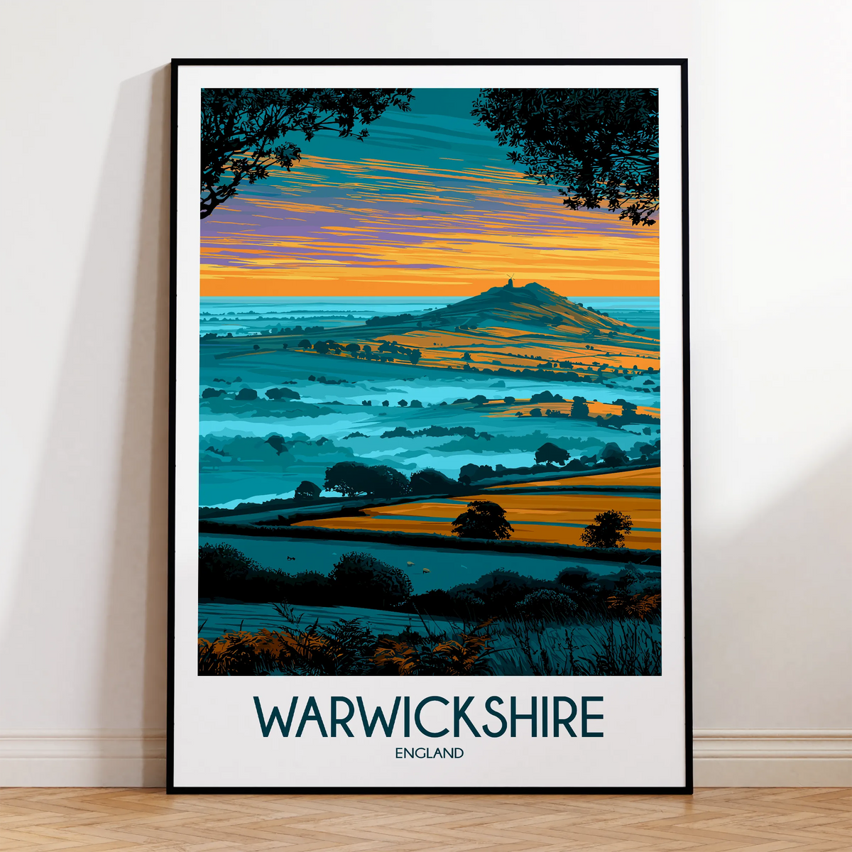 Warwickshire Retro Travel Illustration