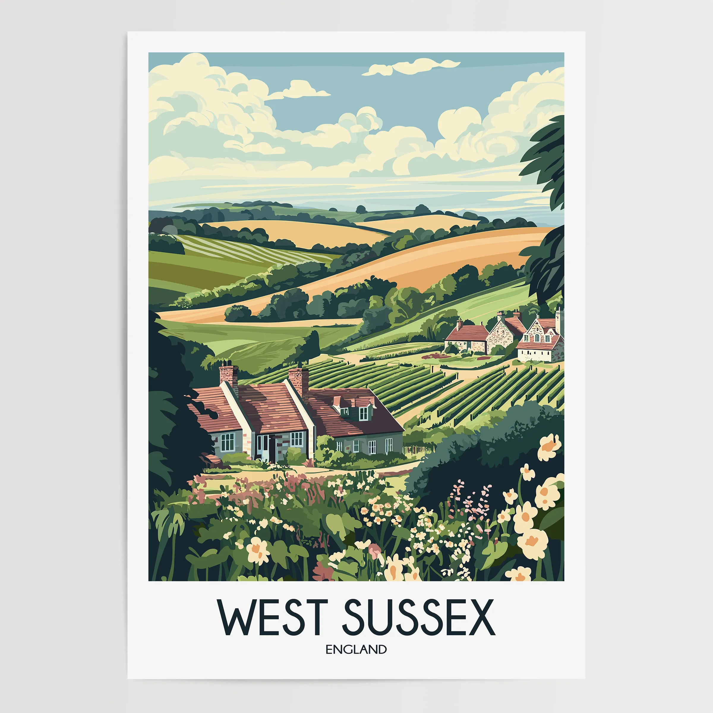 West Sussex Modern Travel Poster