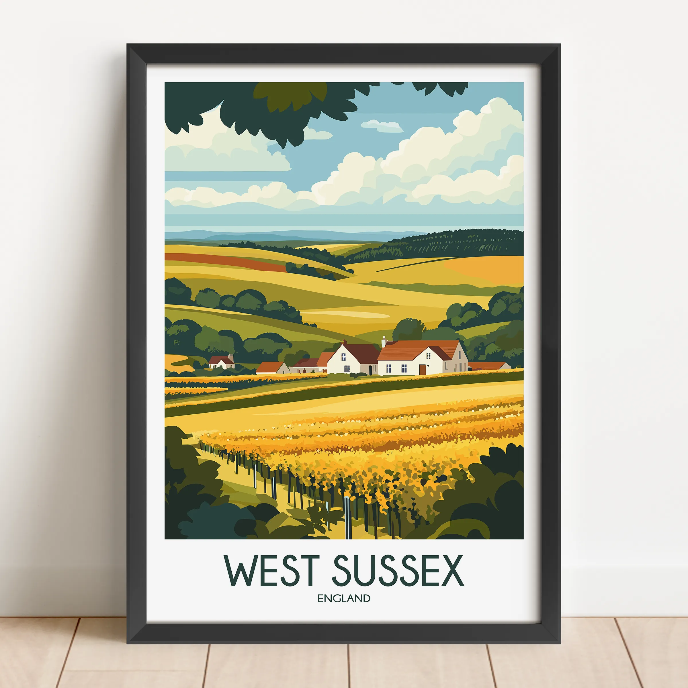 West Sussex Vintage Style Print