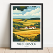 West Sussex Vintage Style Print