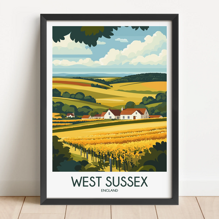 West Sussex Vintage Style Print