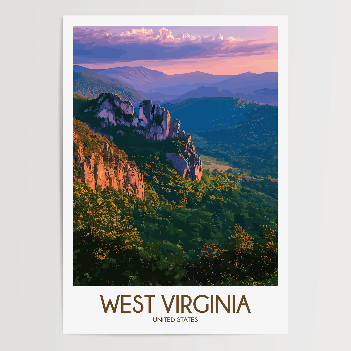 West Virginia Modern Travel Poster
