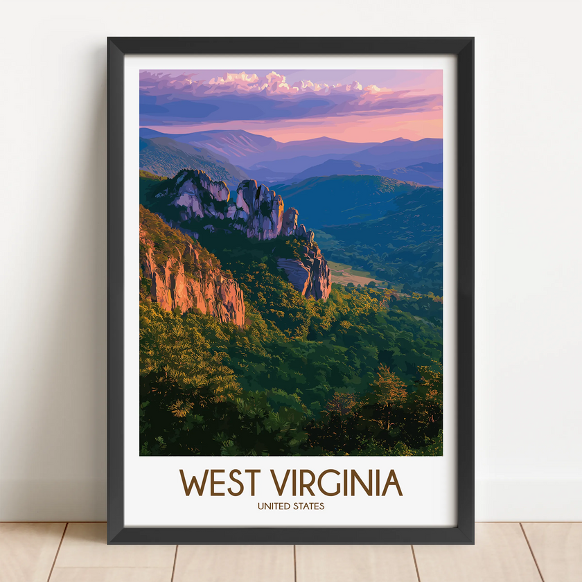 West Virginia Retro Travel Illustration