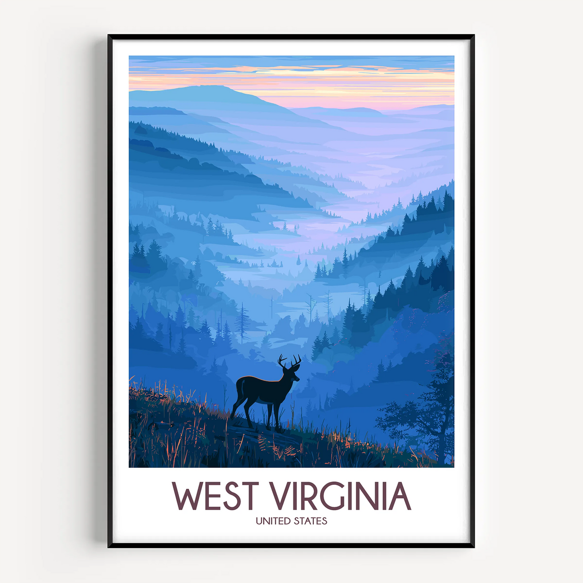 West Virginia Retro Travel Illustration
